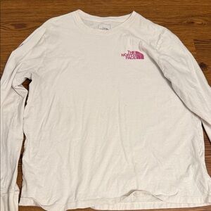 The North Face Cream Long Sleeve with Pink Logo